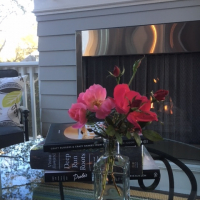 screen porch with fireplace
