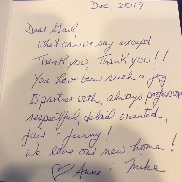 handwritten thank you note