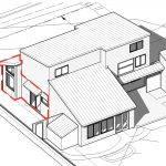 Rendering of addition on Morehead Hill house