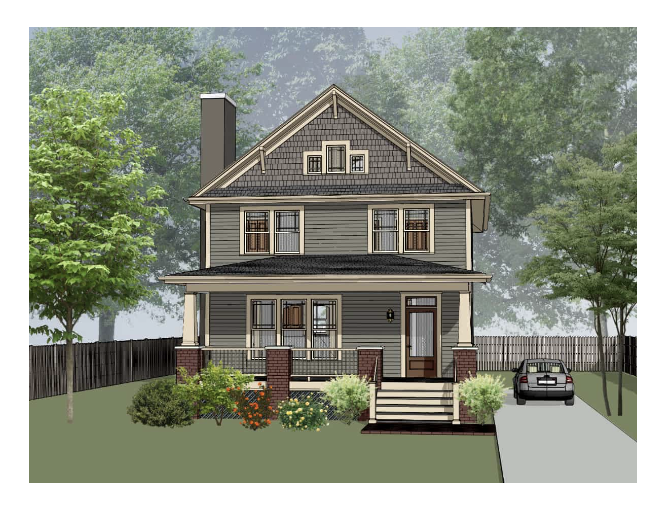 Rendering of two story home.